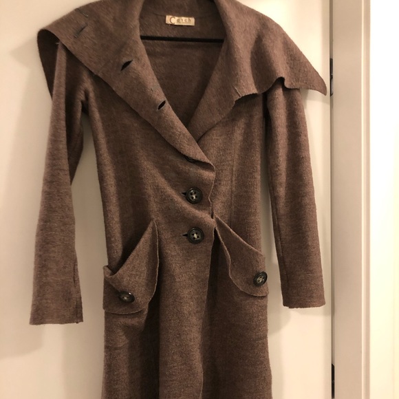 Brown 100% Wool Coat - Picture 1 of 5